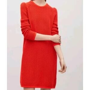Cos Red-Orange Long Sleeve Sweater Dress Medium